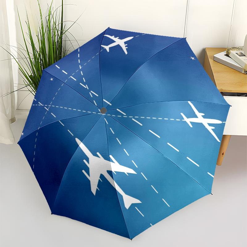 Airplane Theme Automatic Umbrella, Lightweight & Portable, 8 Rib, Perfect for Outdoor Travel, Birthdays, Christmas, Gifts.