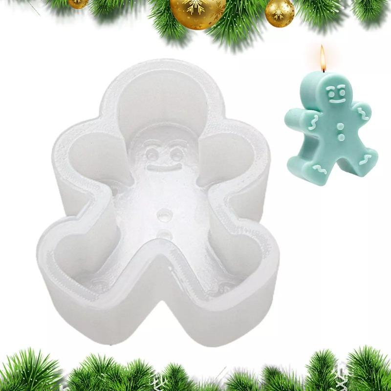 Christmas Silicone Mold Set for Baking DIY Elk Christmas Tree Gingerbread Man Shapes Non-Stick Reusable Molds for Cake Soap