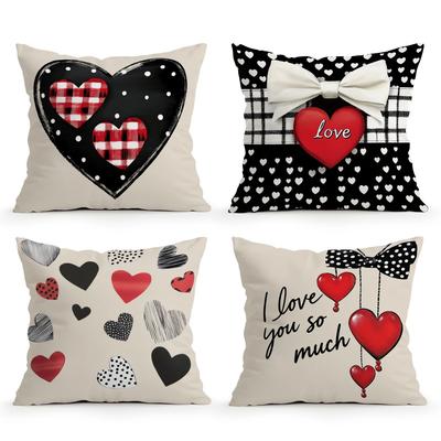 Valentine'S Day Heart Decoration Cushions Pillowcase Polyester Cushion Cover Throw Pillow Pillowcover Home Car Sofa Decor