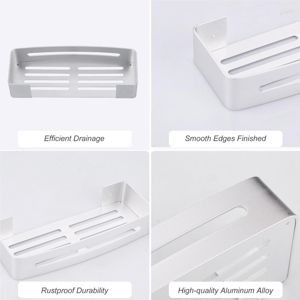 Corner Shower Caddy Shelf, 2 Pack Adhesive Bathroom Shower Organizer Shelves, No Drilling Shower Storage Basket Holder Organizer