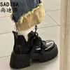 Thick-soled heightening Martin boots women's 2025 spring and autumn models Korean version of all-ride locomotive belt buckle Spice girl short
