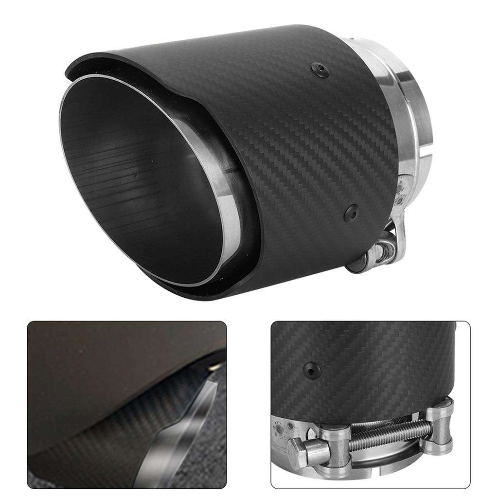 Carbon Fiber 80mm Inlet 101mm Outlet Tail Throat Staight Sided Matte Exhaust Pipe Tip Fit for Mazda CX5 CX4 for 76mm