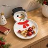 Christmas Snowman Serving Tray Tray, Holiday Party Decorative 3D Storage Printed Platter Dish for Snacks, Candies, Goodies, Jewelry Partitioned Candy