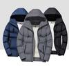 Winter Herren Parkas Gepolstert All Match Einfarbig Langarm Reißverschluss Kapuzenjacke Mantel Streetwear