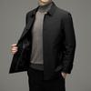 FJSSLHXK Collared Down Business Single Suitable for Senior Men's Jacket, Outerwear, Fold-Over Collar, Button, Men, Commuting, Autumn/Winter, Black,