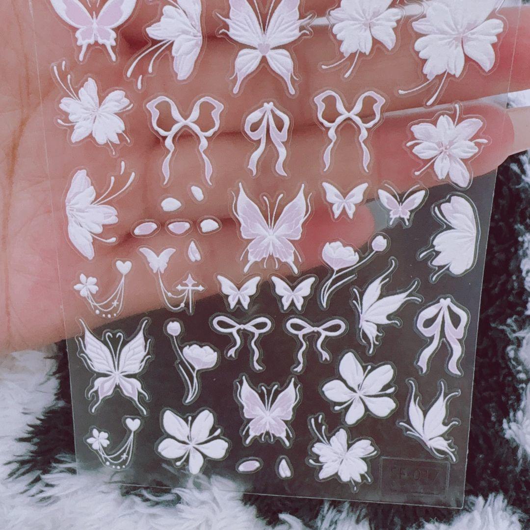 

SKY Trendy Fairy Pink Petal Nail Art & Gadget Stickers Snowflake Pink Butterfly SF-017