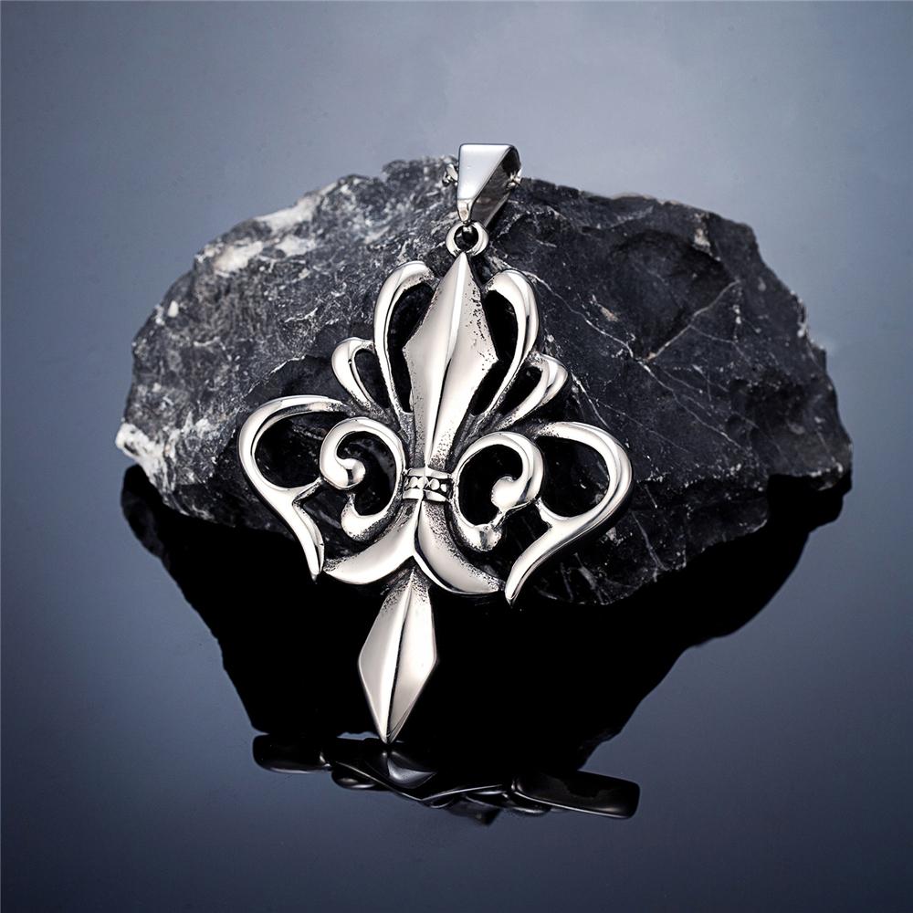 

Vintage Norse Rune Necklace for Men Stainless Steel Viking Cross Amulet Pendant Original Design Jewelry Fleur de Lis Charm