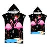 Flamingo Strandtuch Schnelltrocknend Kapuzenmantel Neoprenanzug Erwachsene Kinder Große Handtücher Eltern-Kind-Poncho Bademantel für Schwimmen Surfen
