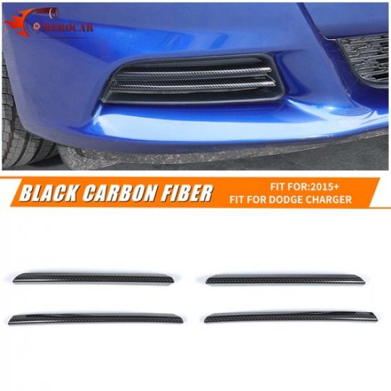 4PCS Carbon Fiber Front Bumper Strips Accessories Cover For Dodge Charger 2015+