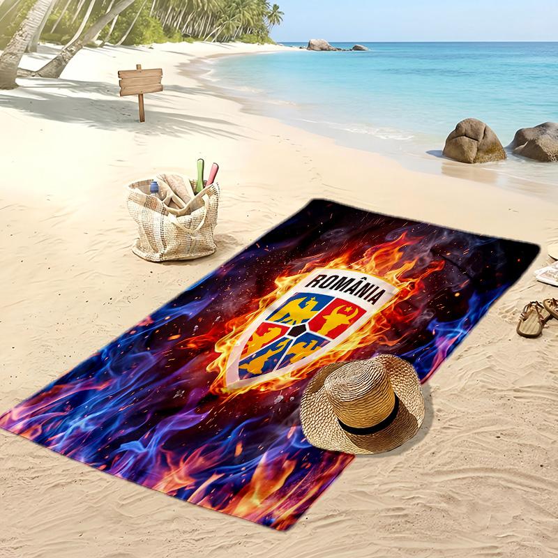 Rumänien Fußball Print Strandtuch Schnelltrocknend Super Saugfähig Weiches Badetuch für Schwimmen Strand Reisen Fan Souvenir Geschenk