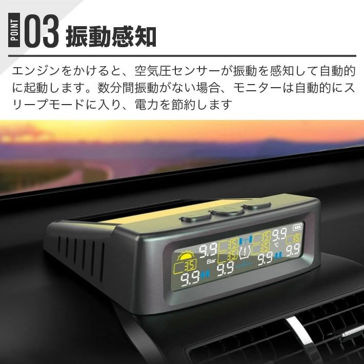 Solar Charging, Truck Air Pressure Sensor, TPMS, Tire Pressure Monitor, Real-time Voice Alert, Fast