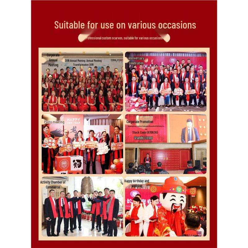 Luxury Red Wool Cashmere Scarf with Custom Embroidery for Corporate Events