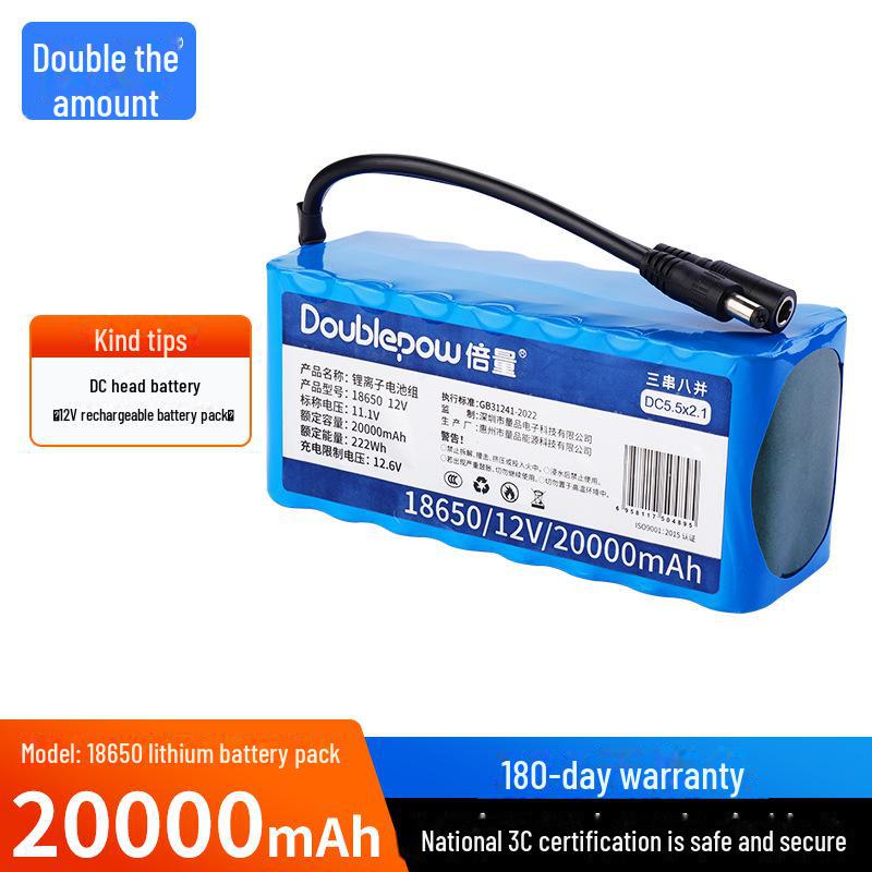 12V 18650 Rechargeable Lithium Battery Pack for Audio Instruments - High Capacity