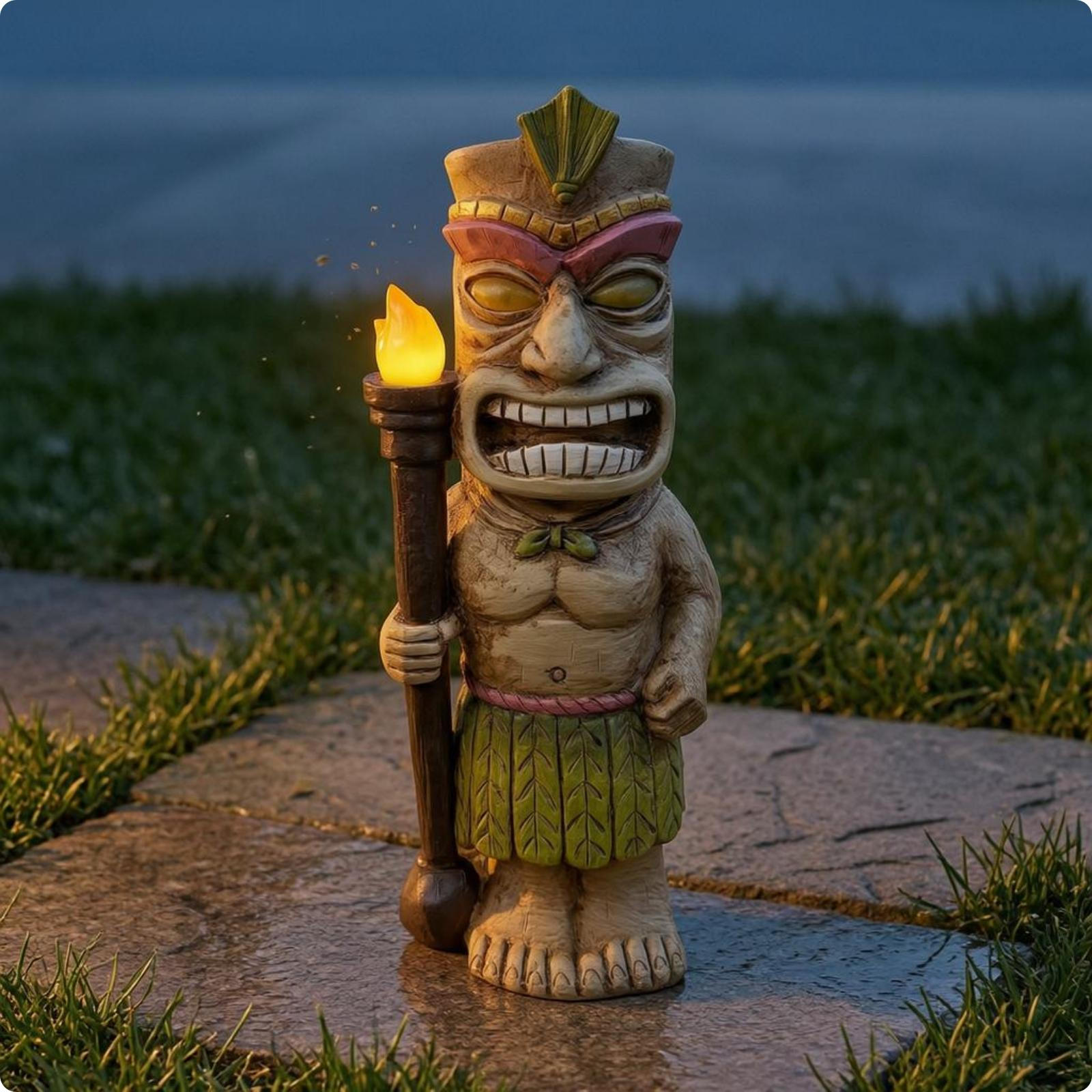 Inca Carved Figure Figurine Details Solar Tiki Statue Flame Shaped Light Torch