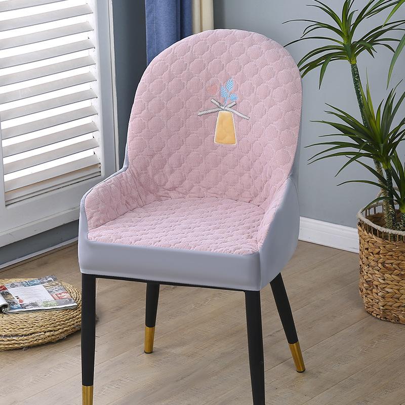 Nordic One-piece Dining Chair Cover Household Elastic Chair Set Dining Table Fabric Stool Set Simple Modern Large Curved Chair Cover