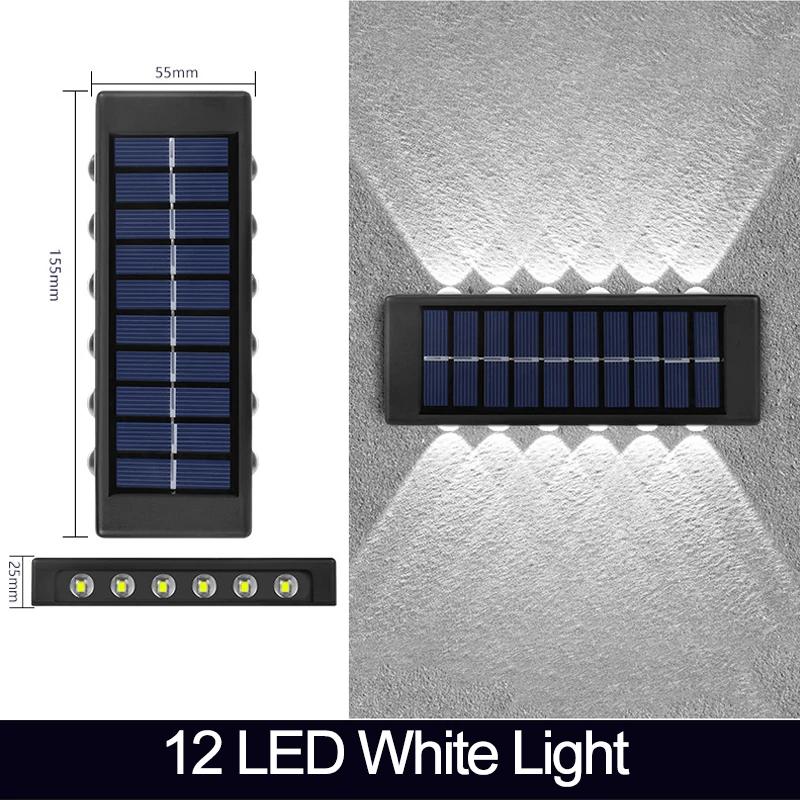 LED Solar Lights Wall Lamp Waterproof Outdoor UP and Down Lighting Solar Powered Lamps Garden Fence Yard Decoration Sunlight