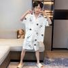Boys Ice Silk Pajama Set Short Sleeve Sleepwear Kids Teens 8 Years Lightweight Breathable Home Wear
