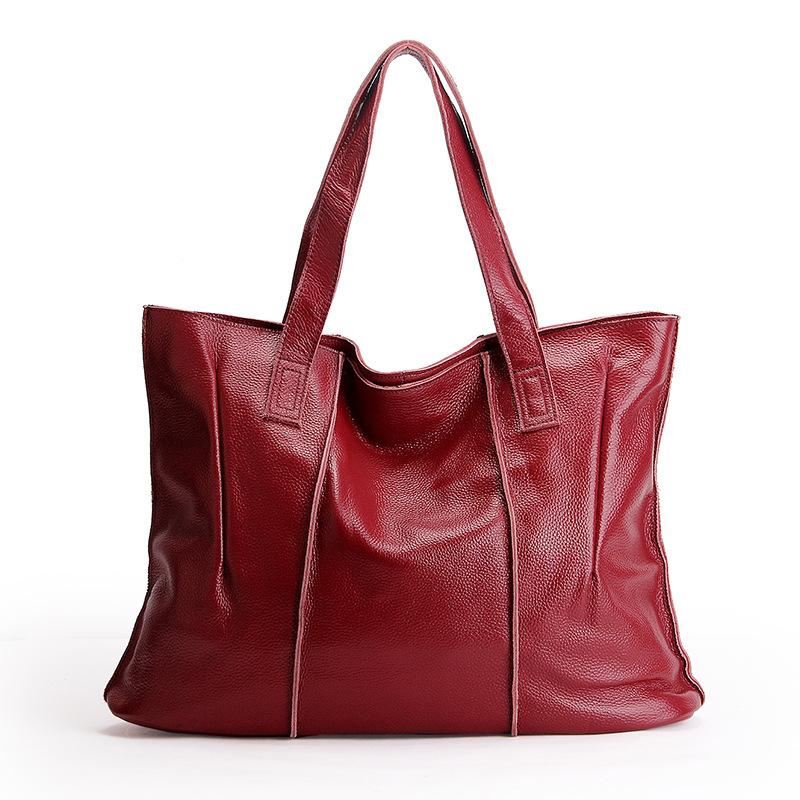 First layer cowhide large-capacity portable tote bag, high-end sense versatile fashion women's genuine leather shoulder bag