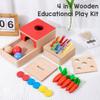 4 In 1 Wooden Play Kit Object Permanence Box Carrot Harvest Shape Color Sorting Stacking Learning Toy For Toddlers