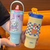 High Value Cartoon Coffee Cup 111 Stainless Steel Thermos Cup Large Capacity Car Ice Cup Portable Straw Water Cup