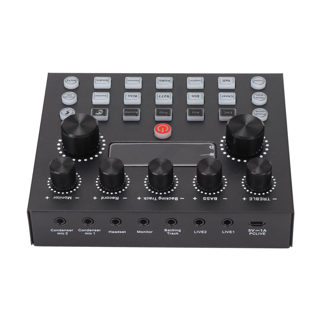 Sound Mixer Dual Channel Plug and Play USB Live Sound Card for PC Recording Gaming Live Streaming
