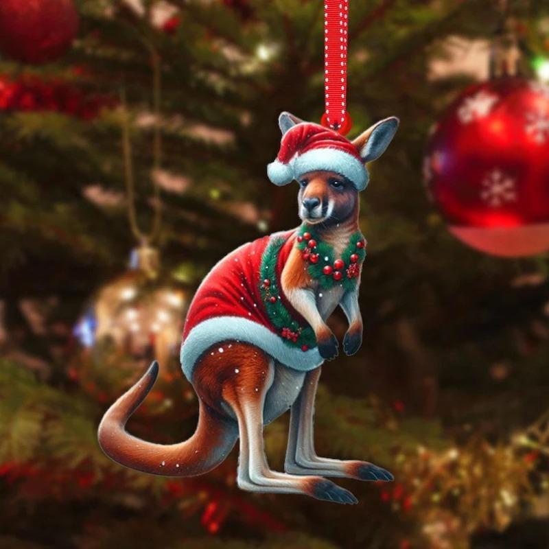 New Acrylic Flat Animal World Christmas Festival Party Pendant for Christmas Tree Decoration Pendant