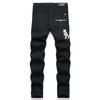 Pantalones vaqueros de moda para jóvenes de Denim Street, con agujeros bordados y elásticos, de pierna pequeña, para hombre