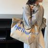 Canvas big bag 2025 fall new fashion girl preppy style letter graffiti shoulder bag commuter tote bag