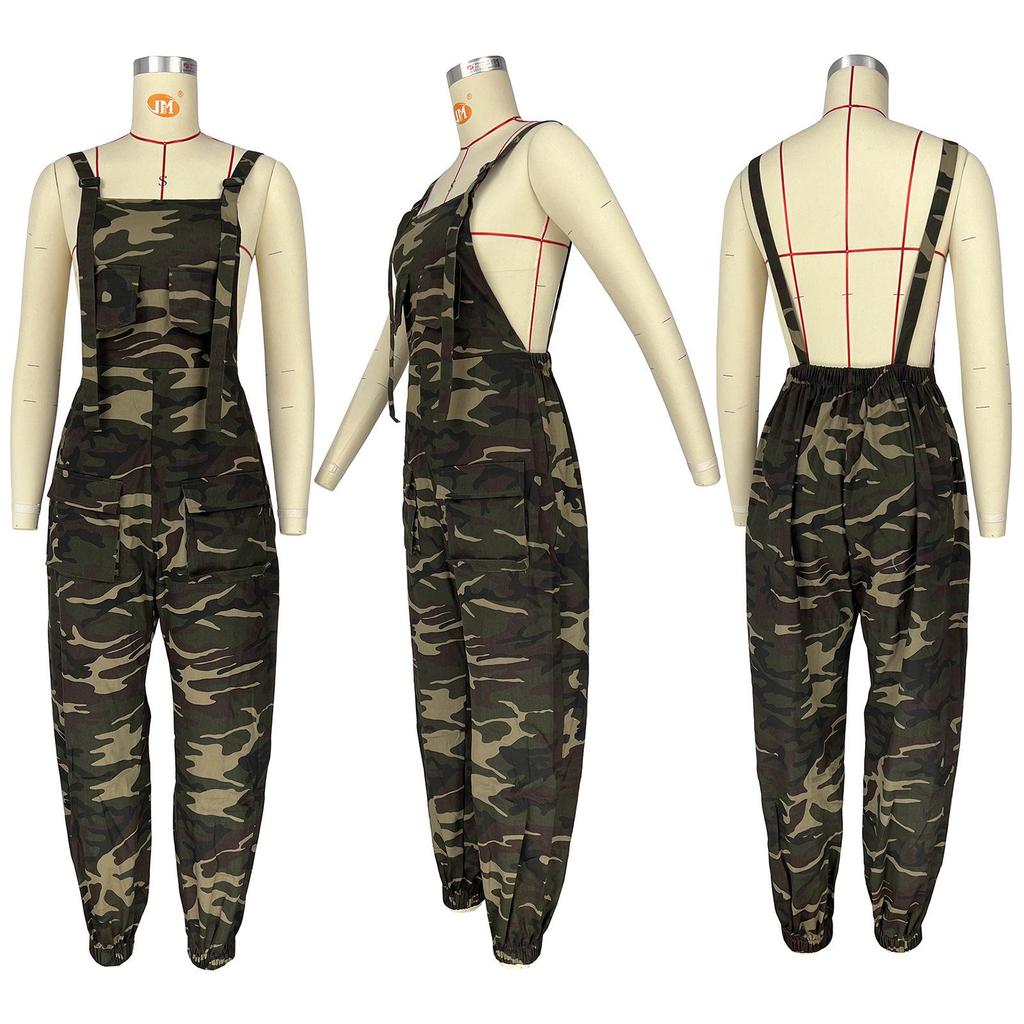 Women's Casual Loose Camouflage Workwear Jumpsuit Overalls