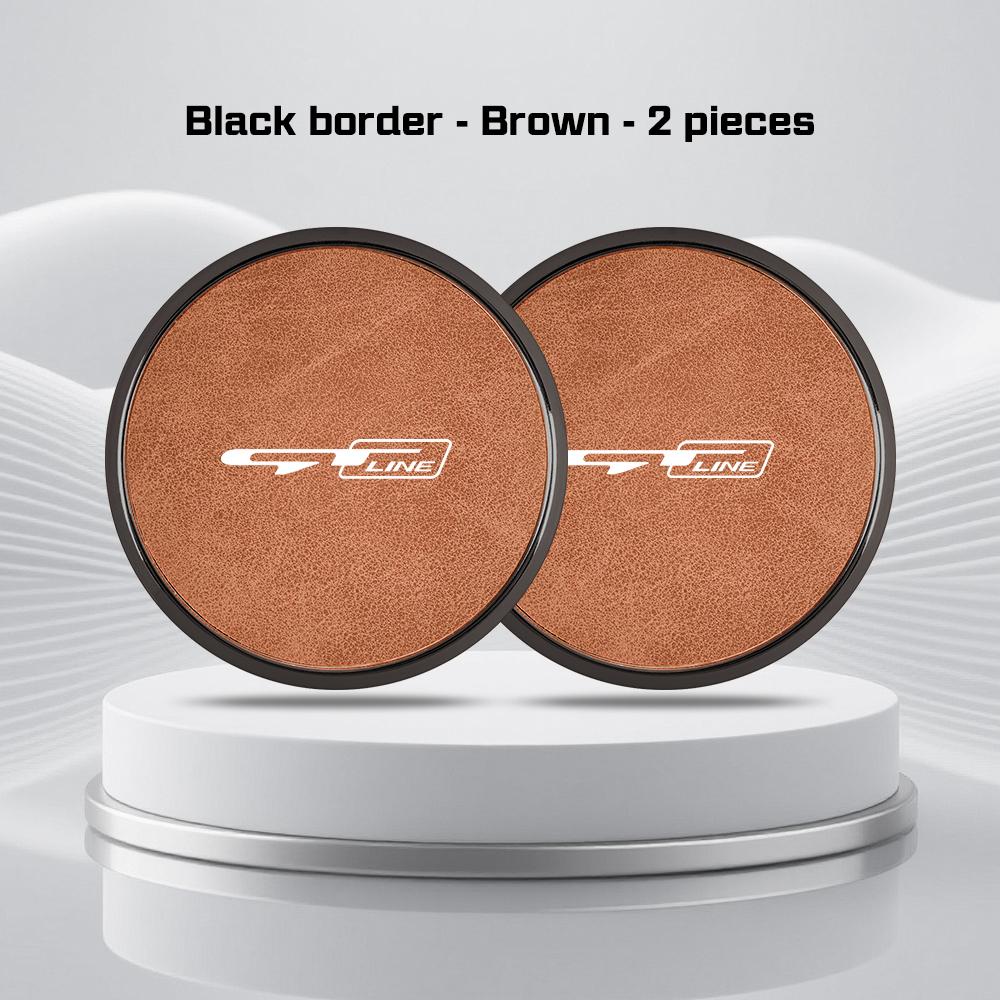 Car Leather Alloy Coaster For Kia GTLine RIO K2 K3 K4 K5 k8 Sportege Picanto Optima Soul Ceed Water Cup Holder Pad Non-slip Mat rnqt40