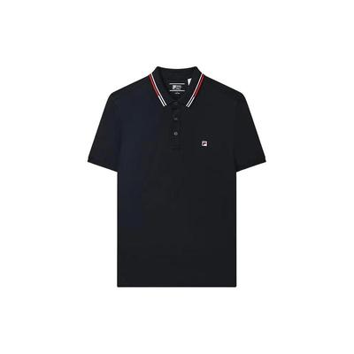 Striped Knit Polo Shirt With Logo Print Men Polo Shirts Legendary-Blue F51M421101ANV