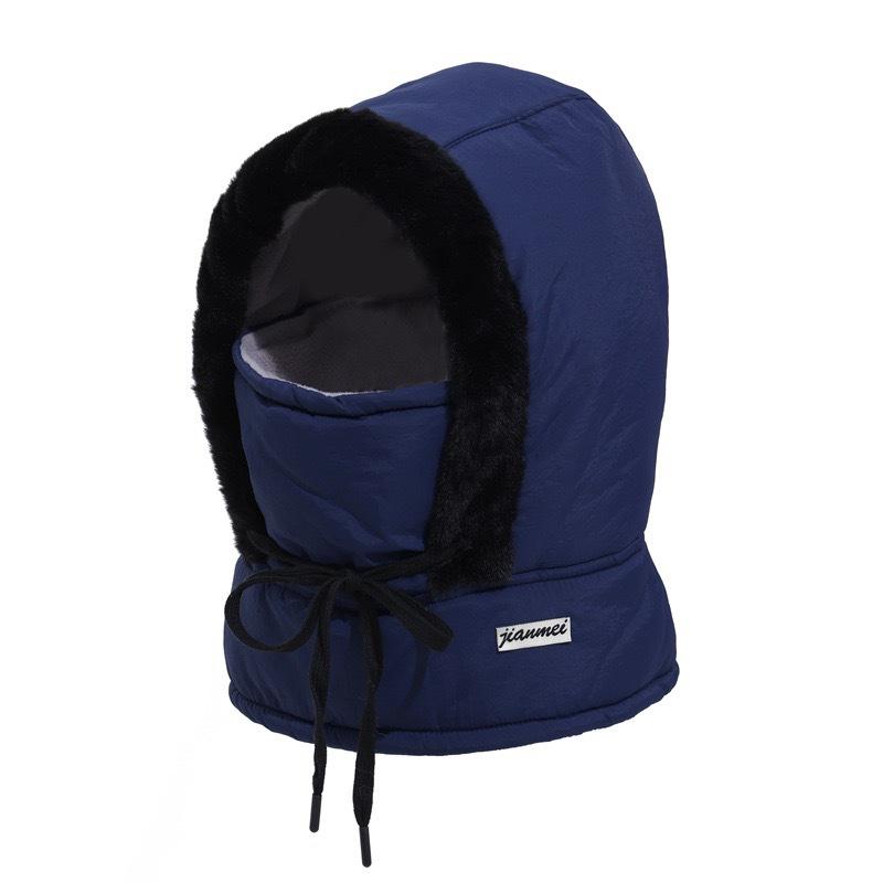 Winter velvet to keep warm children big head circumference skiing cycling windproof snow mask scarf integrated hat ear protector