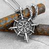 Collana Bussola Vichinga Colore Oro Vintage Uomo Acciaio Inossidabile Antico Rune Norrene Ciondolo Amuleto Vegvisir Uomo Regali Gioielli