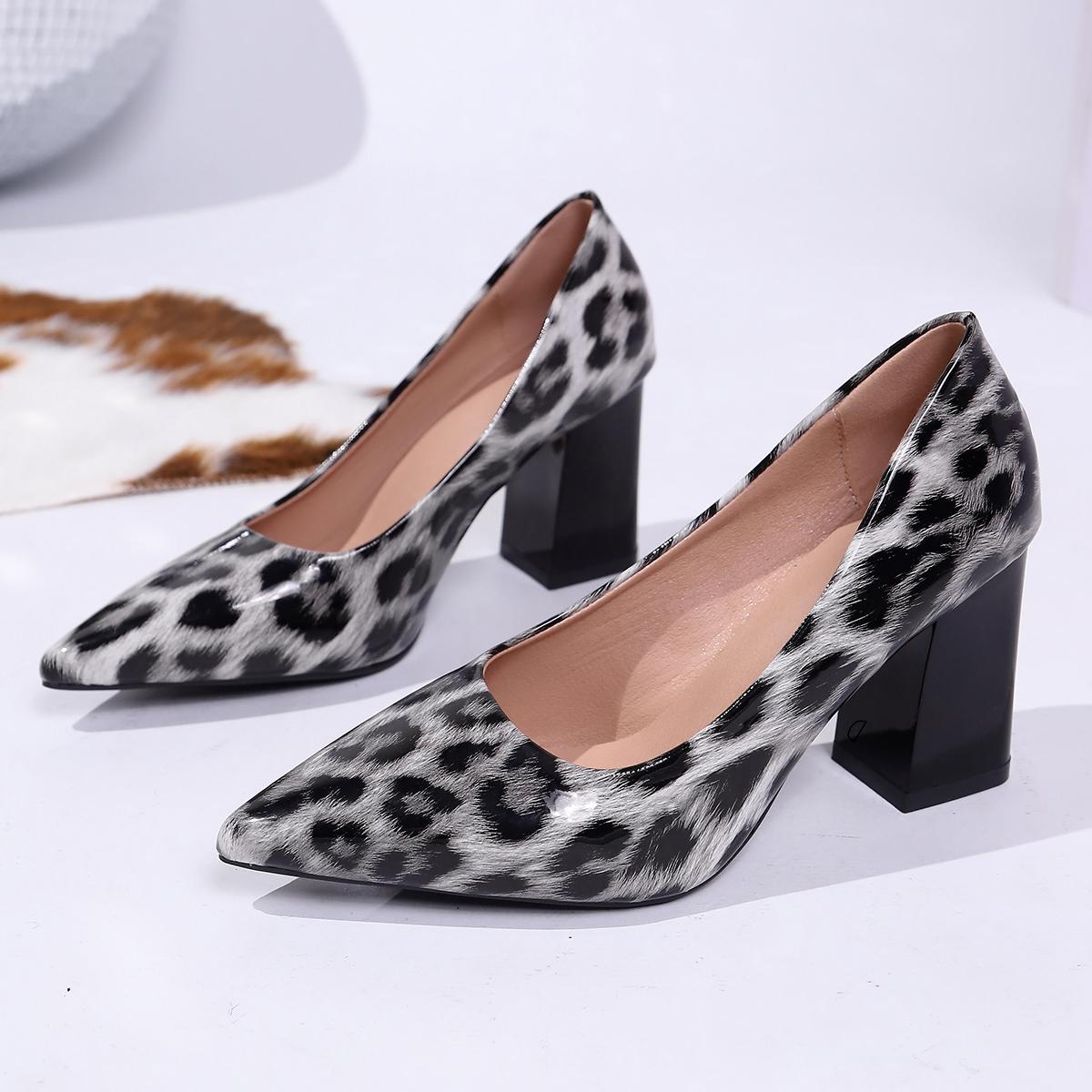 

Fashion 2025 Autumn Sexy Leopard Women High Heels Hot Sale Elegant Office Pumps Woman Pointed Toe Thick Heel Singles Shoes Zaptos Mujer 42