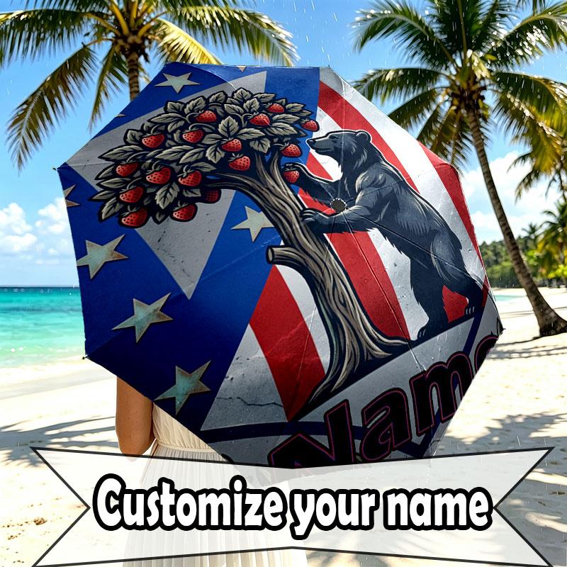 Custom Name Personalized Atletico Madrid Print Umbrella, Auto Open Close, 8‑Rib Sturdy Frame, Commute Camping Hiking Use, Birthday Gift