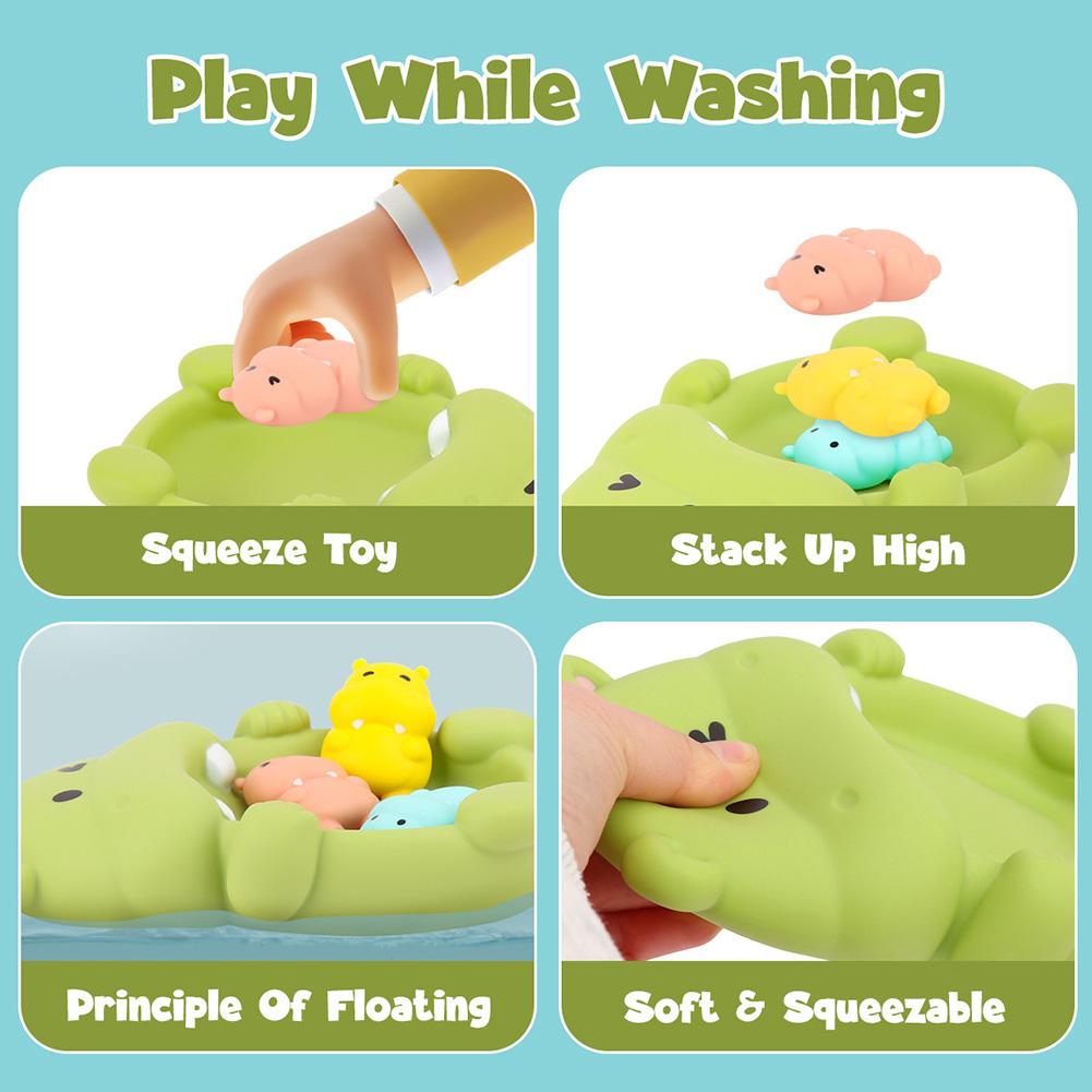 Floating Animal Bath Toys Baby Bathtub Hippos Seals Otters Easy-Grip Colorful Bathtime Fun Interactive Water Activity Toys for Kids