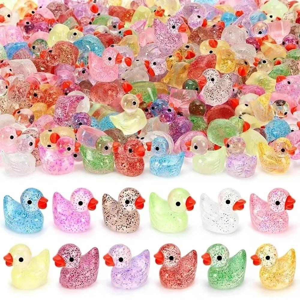 Glittering Resin Duck Figure Toy Mini Small Mini Tiny Ducks Miniature Duck Ornament Landscape