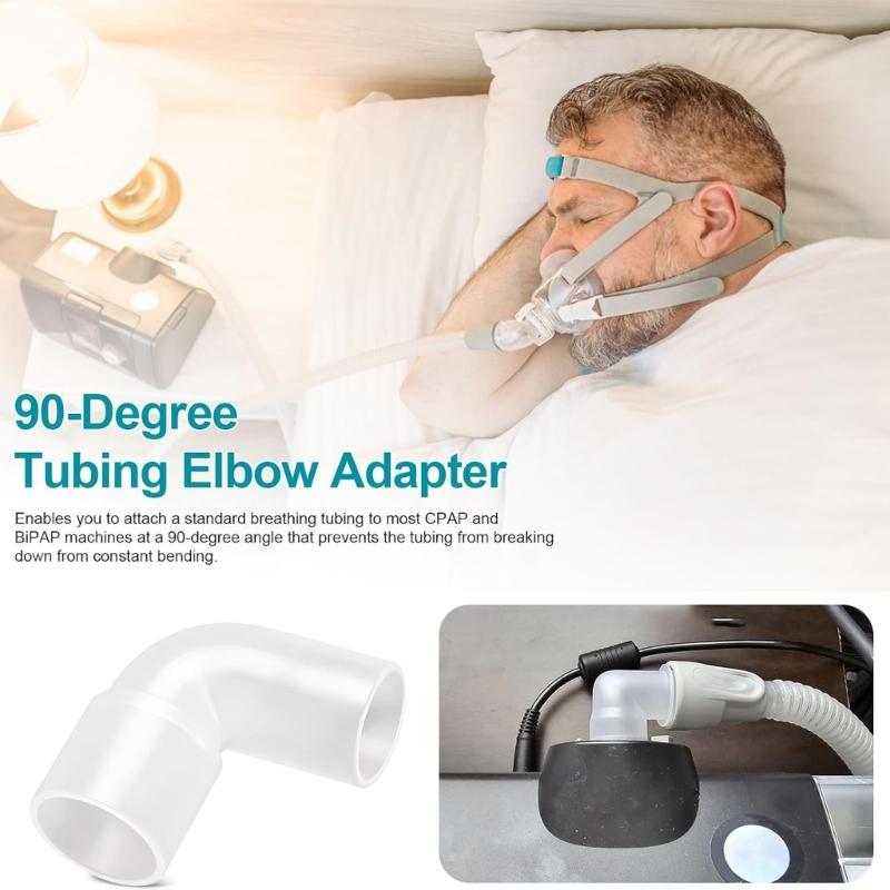 CPAP Hose Elbow Connectors with Clear PVC 90-Degree Design for Redirecting a Breathing Tube Connection at a Right Angle
