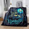 1pc Boat Printing Lightweight Flannel Blanket, Comfortable and Warm Blanket, for Camping Sofa Bed and Couch Office, Suitable for Gift Blanket