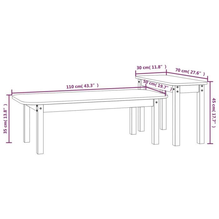 VidaXL Ensemble de tables basses 2 pcs Blanc Bois massif de pin 822363
