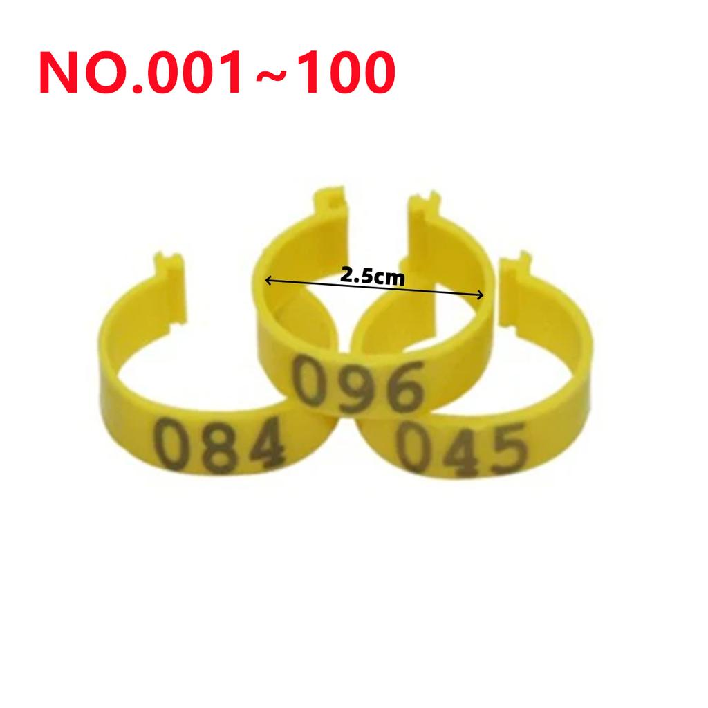 1Pack/100Pcs Inner Diameter 2.5cm Poultry Clip-type Foot Ring NO.001-100 Chicken Duck Goose Pigeon Label Buckle Poultry Supplies