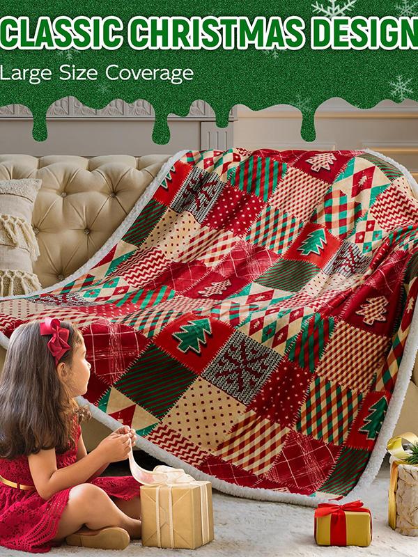 Christmas Pattern Blanket Flannel Home Warmth Blanket