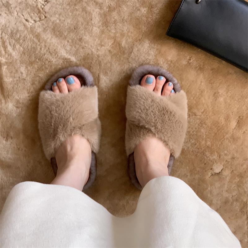 Podzimní a zimní plyšové pantofle Dámské módní teplé pantofle Domácí volnočasové plyšové pantofle