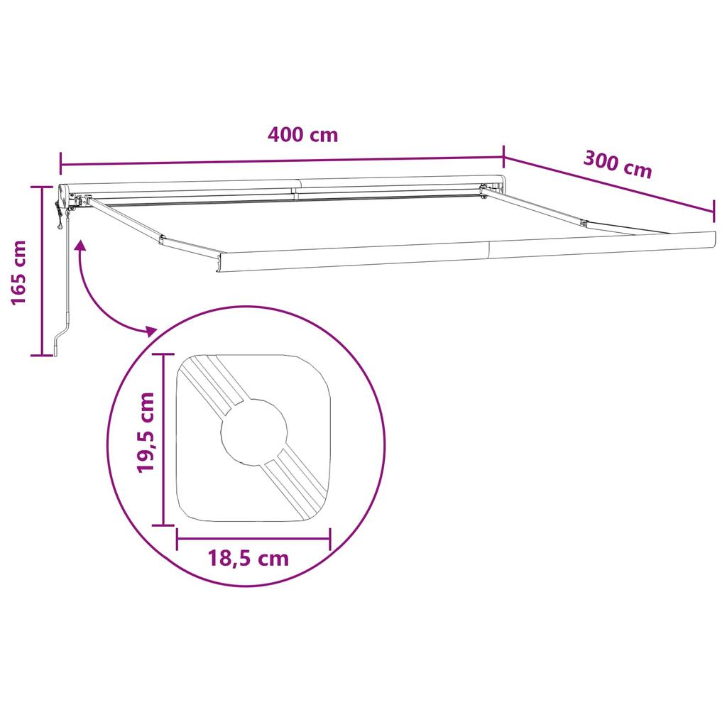 Retractable Awning Sand 400 X 300 Cm Fabric and Metal