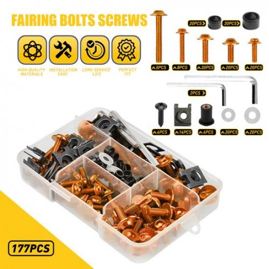 Gold Motorcycle Complete Fairing Bolt Kit Body Screw Replacement Accessories