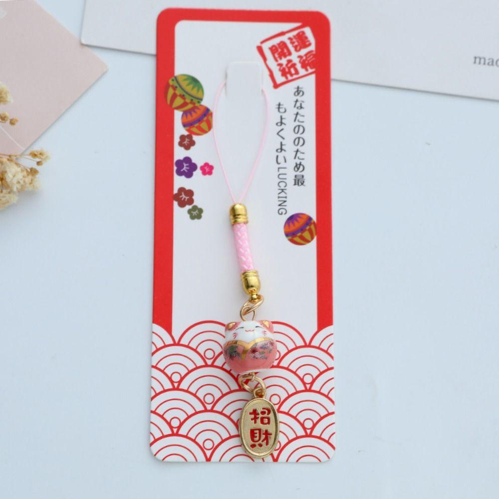 Cartoon Maneki Neko Pendant Car Keyring Phone Strap Ornaments Fashion Lucky Cat Keychain  Gifts