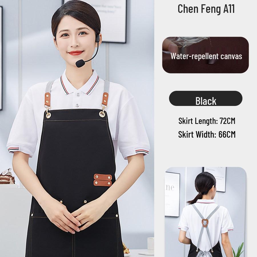 Waterproof Canvas Catering Apron with Logo, Stain-Proof, Ideal for Kitchens & Cafes