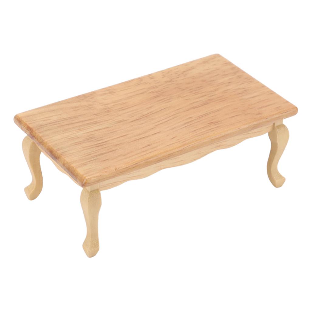Domeček pro panenky Konferenční stolek 1/12 Březové dřevo Obdélníkový Miniaturní Čajový stolek pro Nábytek do domečku pro panenky