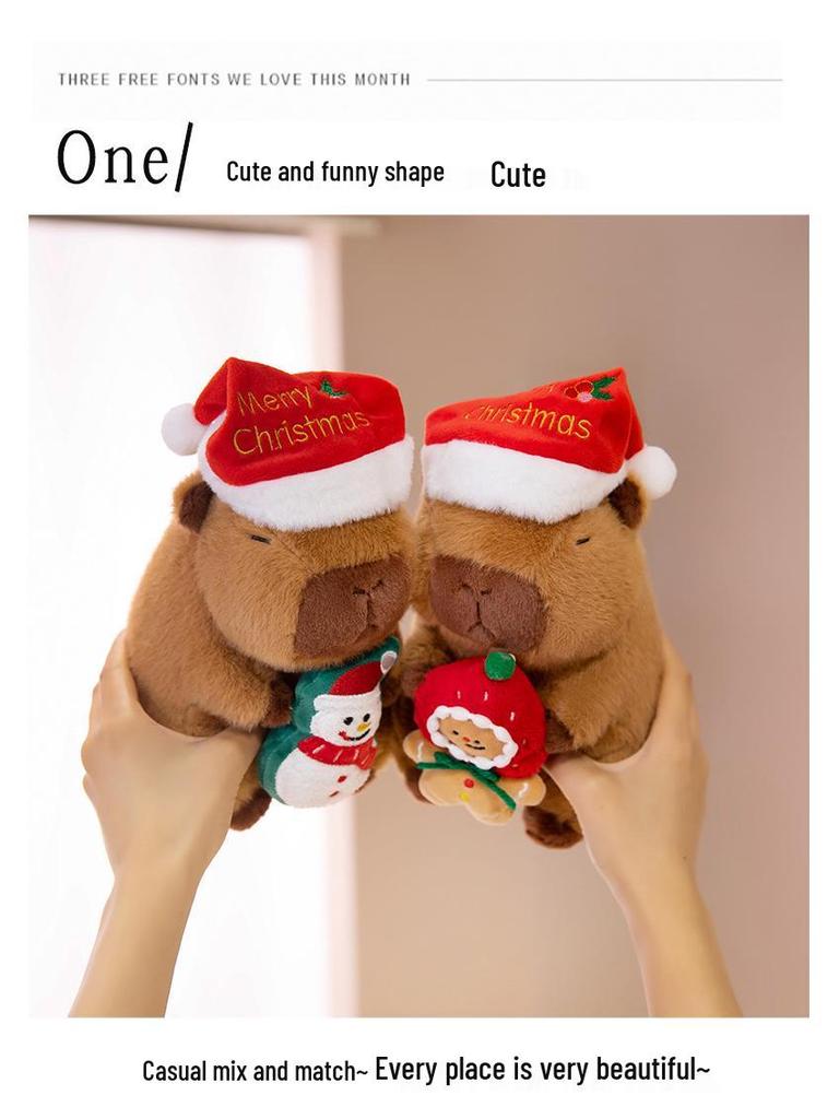Christmas Capybara Plush Toy: Cute Small Doll & Hug Pillow