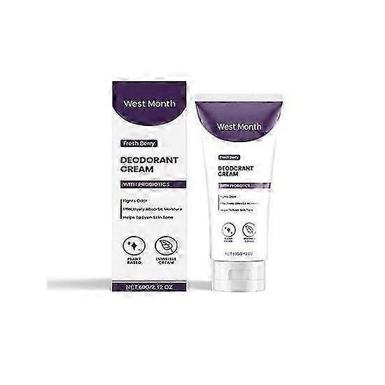 Natural Probiotic Deodorant Cream 60g in Fresh Berry or Eucalyptus Mint - Fights Odour, Absorbs Moisture, and Balances Skin Flora for Travel